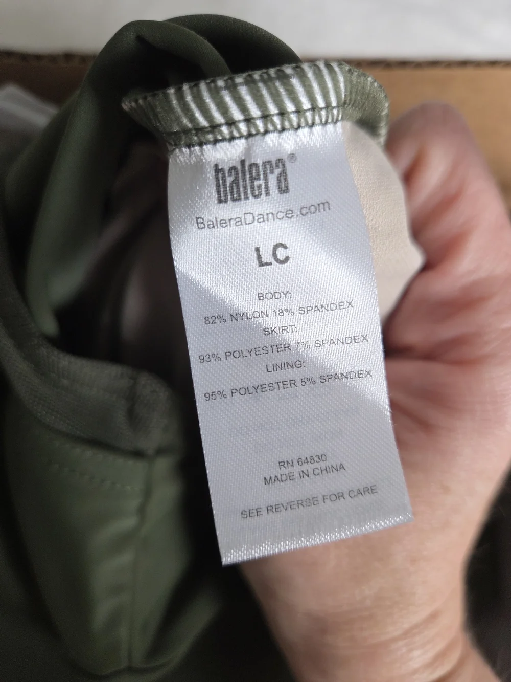 NEVER WORN Balera Olive Long Sleeve Back Panel Leotard for Women. - Picture 4 of 4